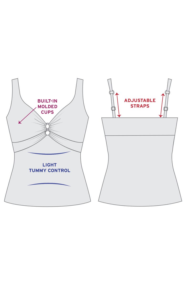 Trimshaper Molly Double Ring Plus Size Tankini Swimsuit Top, Alternate, color, Balinese Block