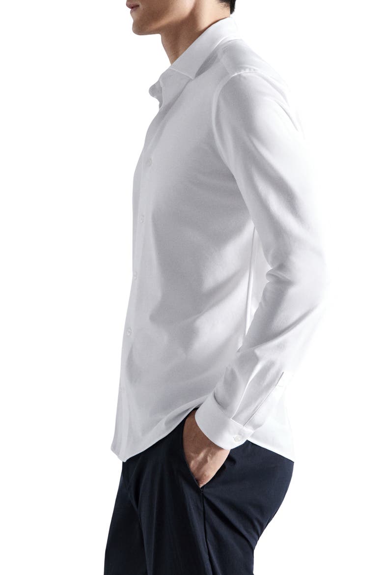 Slim Fit Cotton Blend Button-Up Shirt, Alternate, color, WHITE