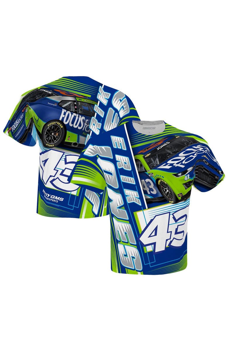 CHECKERED FLAG Men's Checkered Flag White Erik Jones FOCUS factor Sublimated Dynamic Total Print T-Shirt, Main, color, White