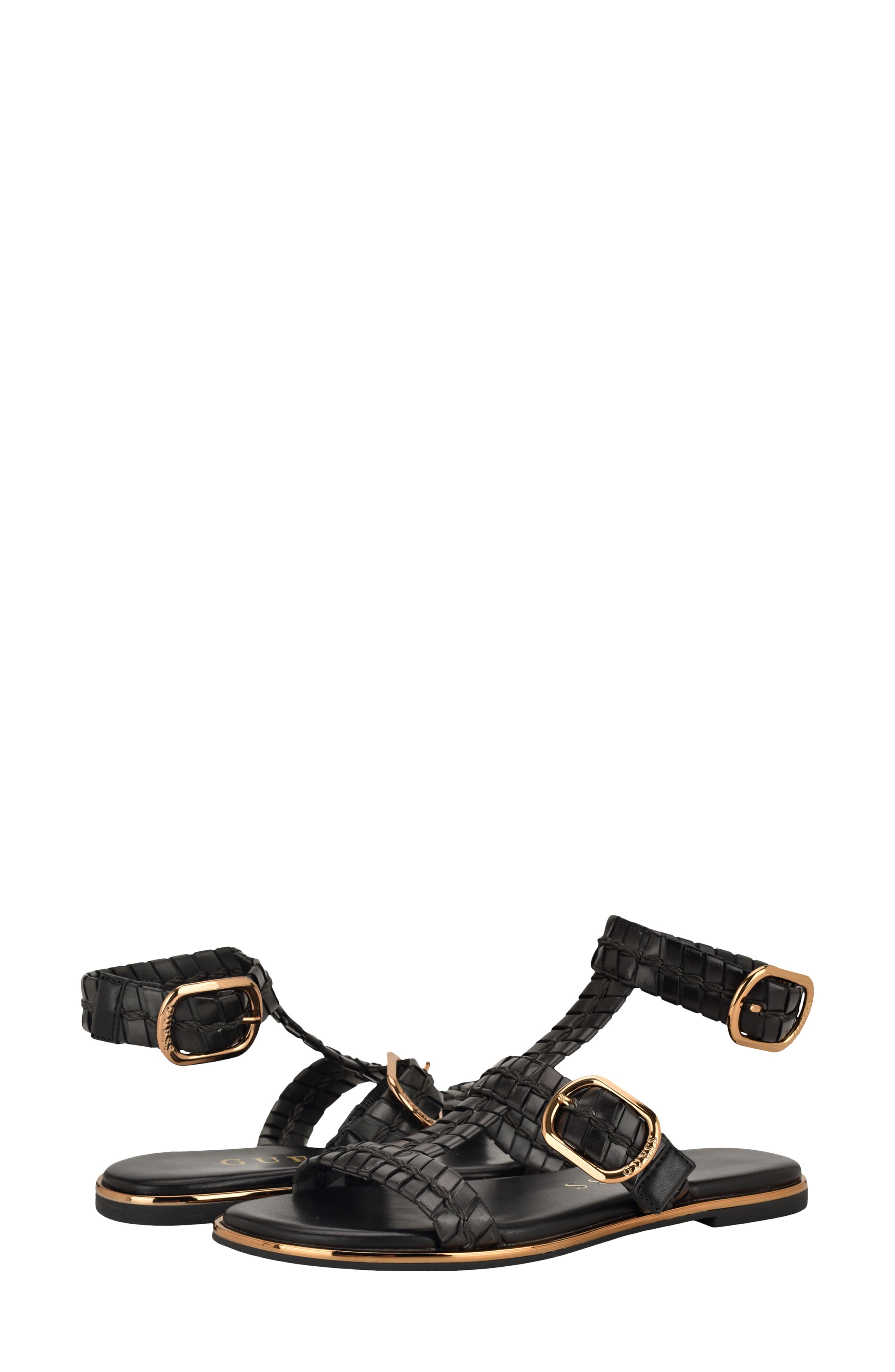 GUESS Lylnet Ankle Strap Sandal, Alternate, color, Black