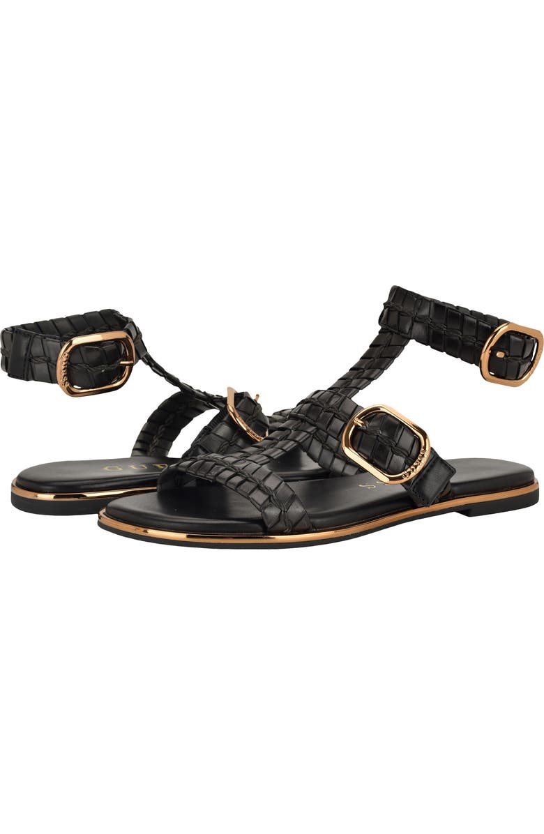 GUESS Lylnet Ankle Strap Sandal, Alternate, color, Black