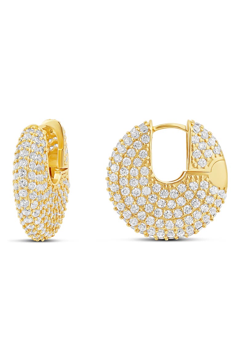 Pavé Button Earrings, Main, color, GOLD