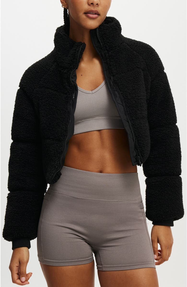 COTTON ON BODY Women's Active The Mother Puffer Cropped Soft Fleece Jacket, Main, color,