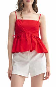 All in Favor Front Bows Smocked Peplum Top