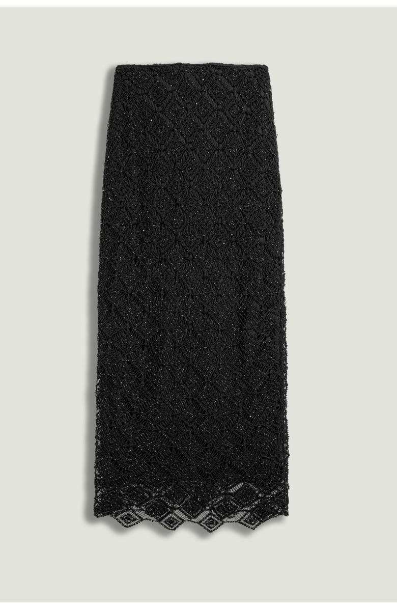 Nocturne Lace Midi Skirt, Alternate, color, Black