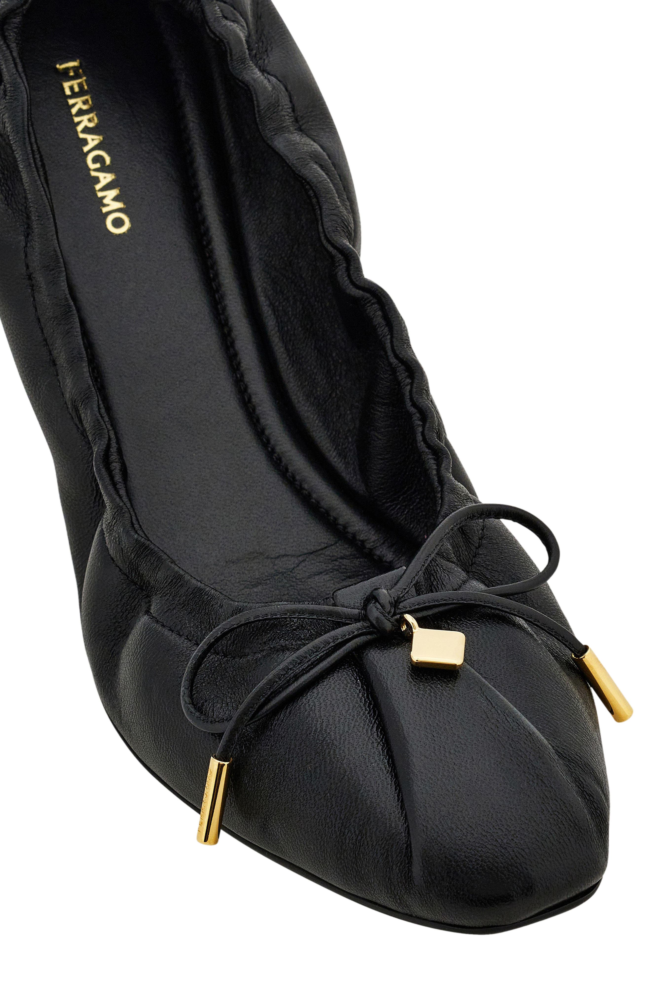 FERRAGAMO Joelle Elasticated Ballet Flat, Alternate, color, Nero