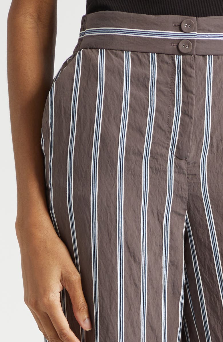 Veronica Beard Carraway Stripe Wide Legs Pants, Alternate, color, Dark Mocha
