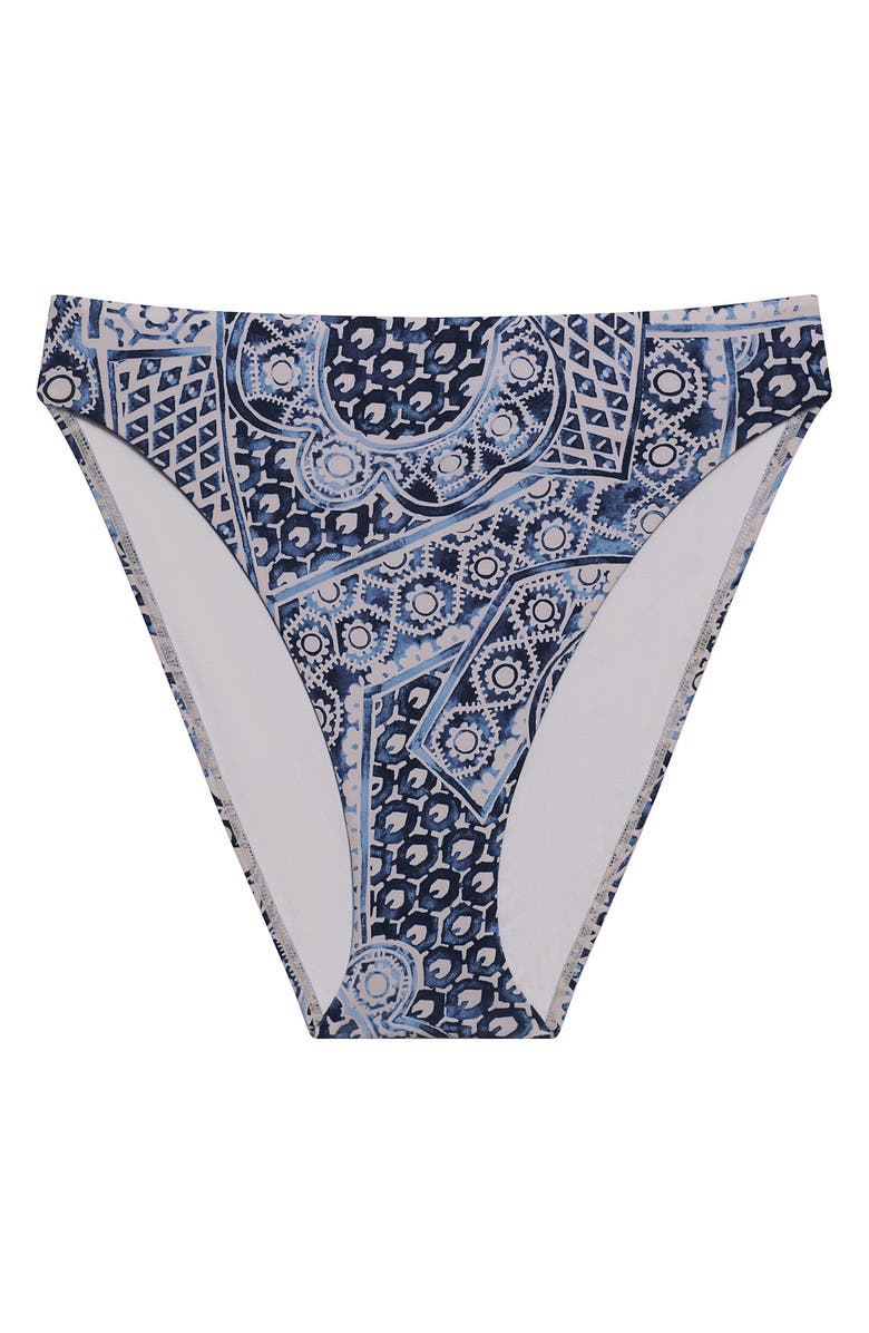 Lauren Ralph Lauren High Cut Bikini Bottoms, Alternate, color, Multi Blue