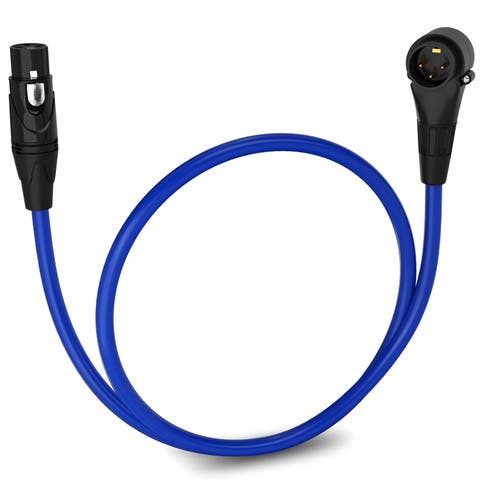1.5 ft Right Angle XLR Cable, Male to Female, 3 Pin Microphone Cable
