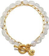 Satya Jewelry Goddess Wisdom Moonstone Beaded and Chain Toggle Bracelet