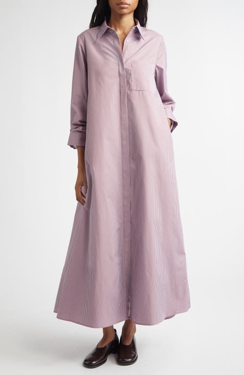 Twp Jennys Stripe Long Sleeve Cotton Shirtdress In Purple