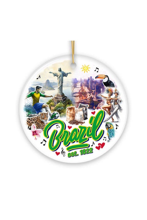Brazil Est 1822 Rio Carnival Ceramic Ornament
