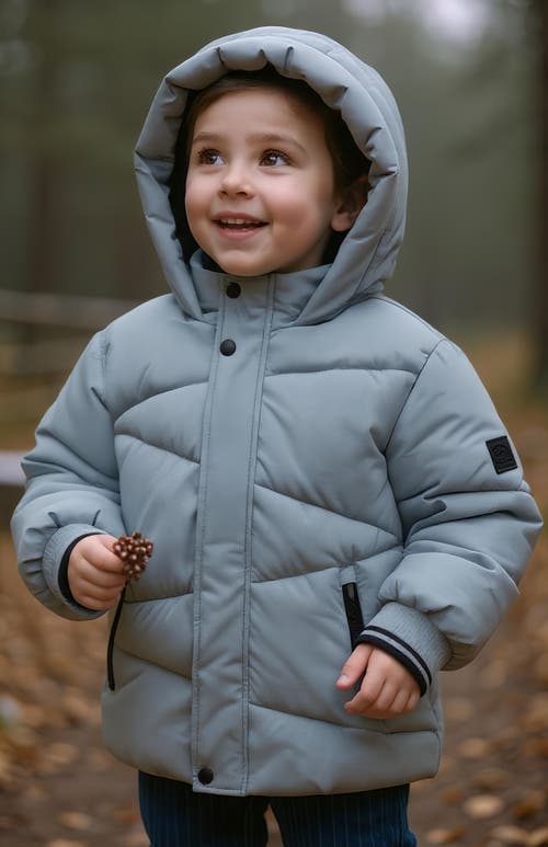 Rokka&rolla Kids' Cozy Grid Puffer Jacket In Gray