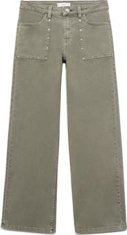 MANGO TEEN Studded Culotte Wide Leg Jeans