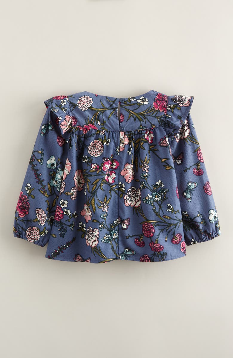 Nordstrom Kids' Ruffle Yoke Top, Alternate, color, Blue Vintage Butterfly Garden