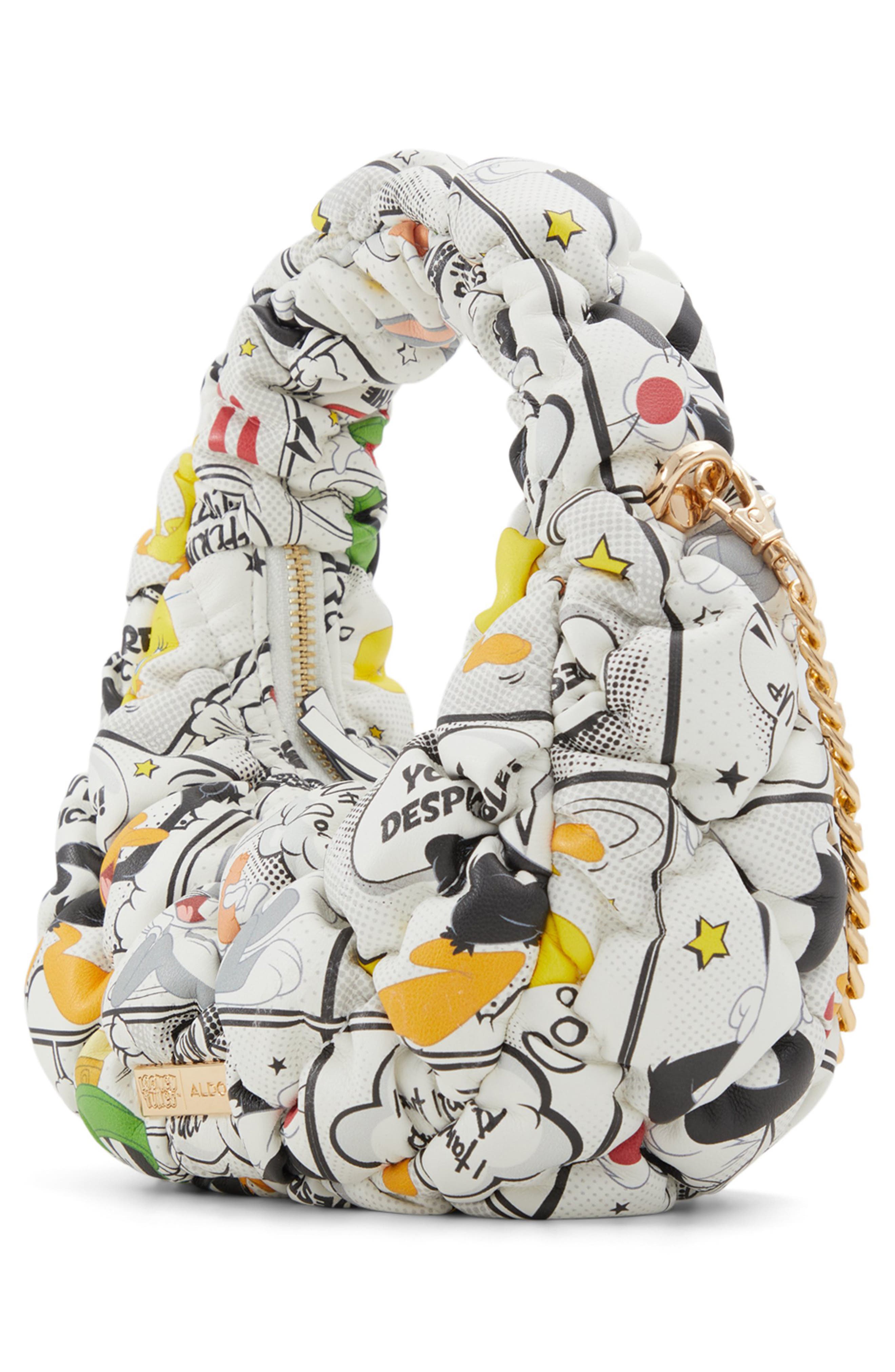 ALDO x Looney Tunes Ruched Faux Leather Top Handle Bag, Alternate, color, 
