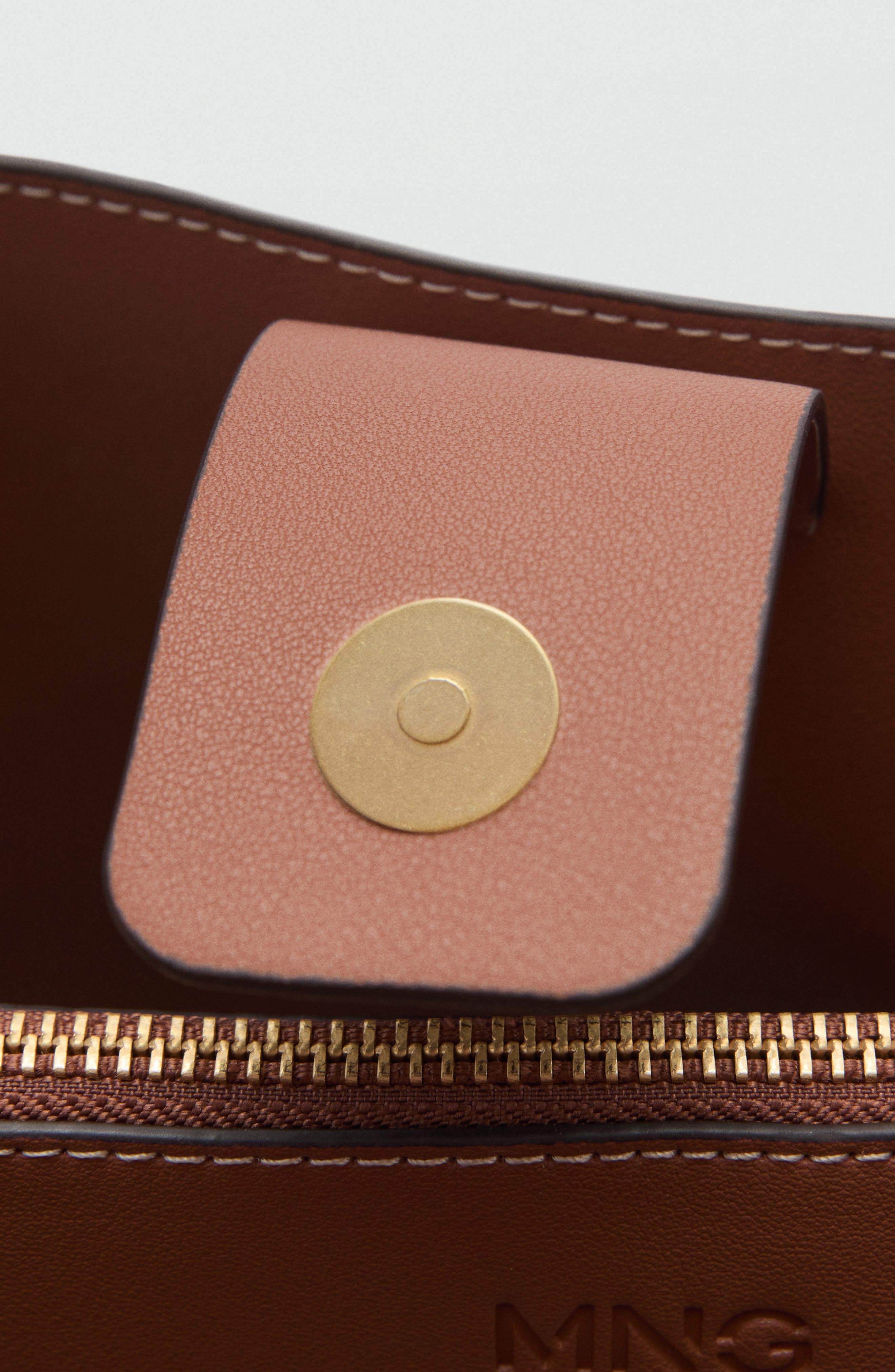 MANGO Padlock Detail Faux Leather Shopper Bag, Alternate, color, 