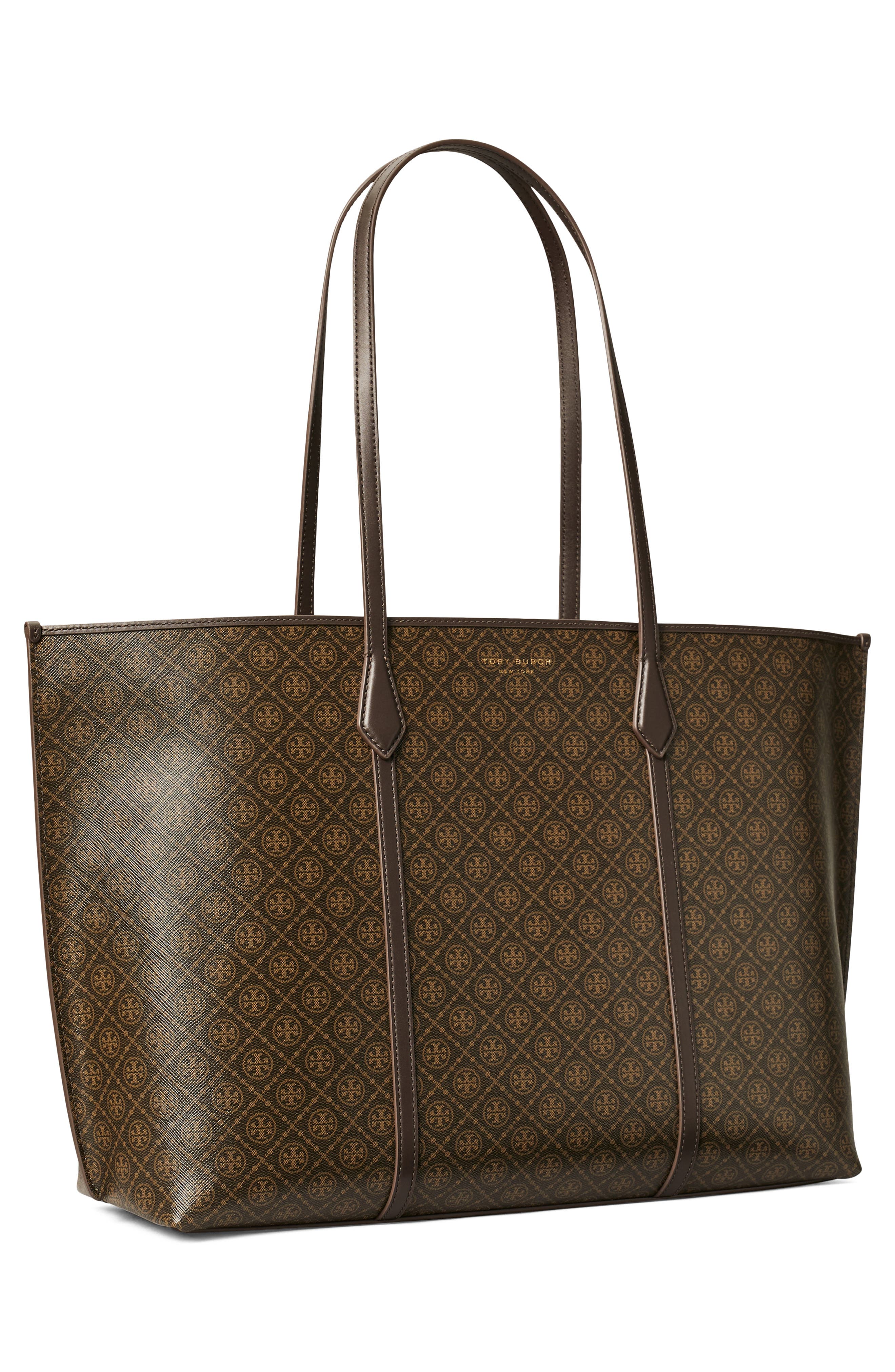 Tory Burch Perry Coated Canvas Tote, Alternate, color, French Press