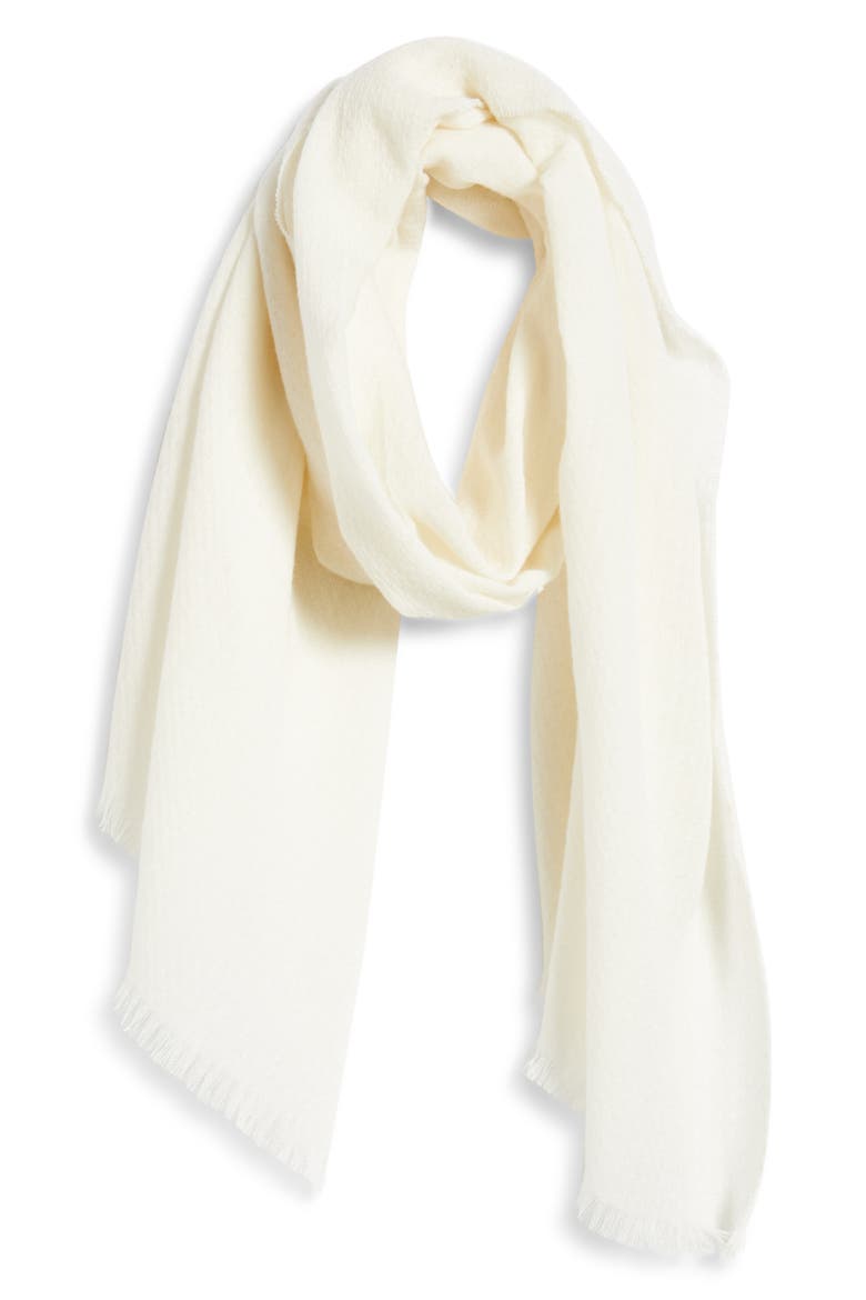 Check Cashmere & Wool Scarf, Alternate, color, WHITE