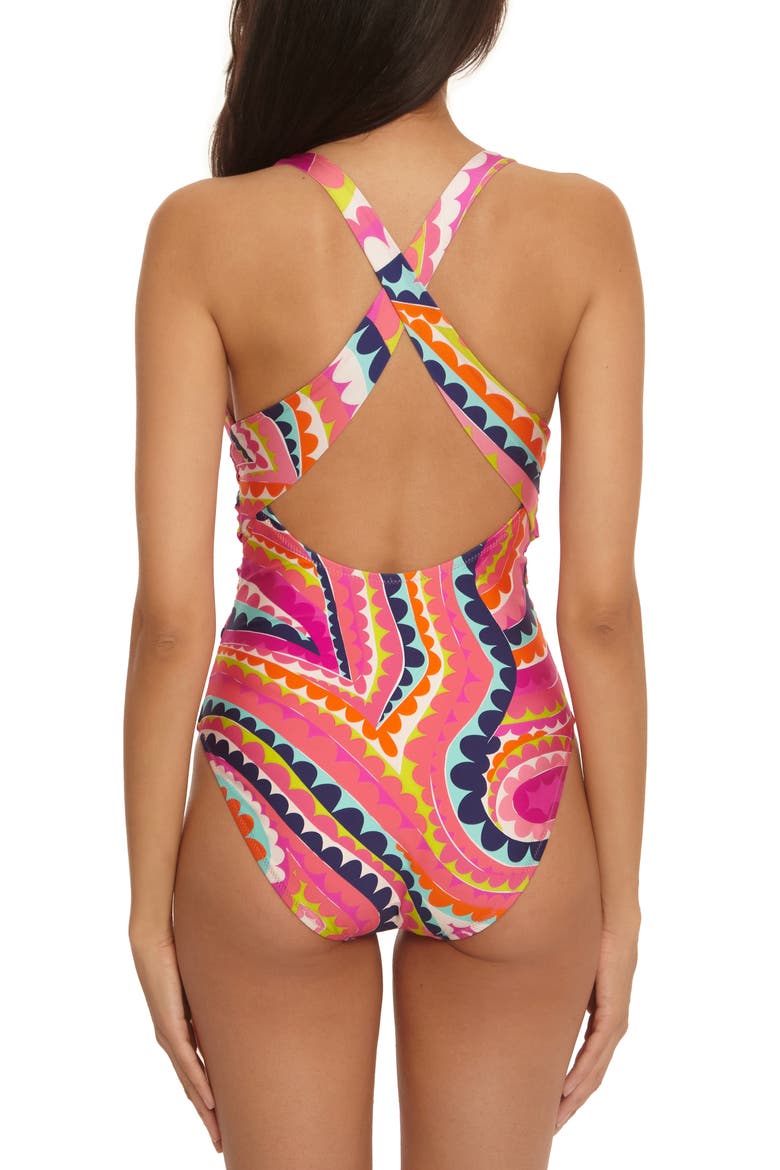 Aprhodite Plunge One-Piece Swimsuit, Alternate, color, PINK MULTI