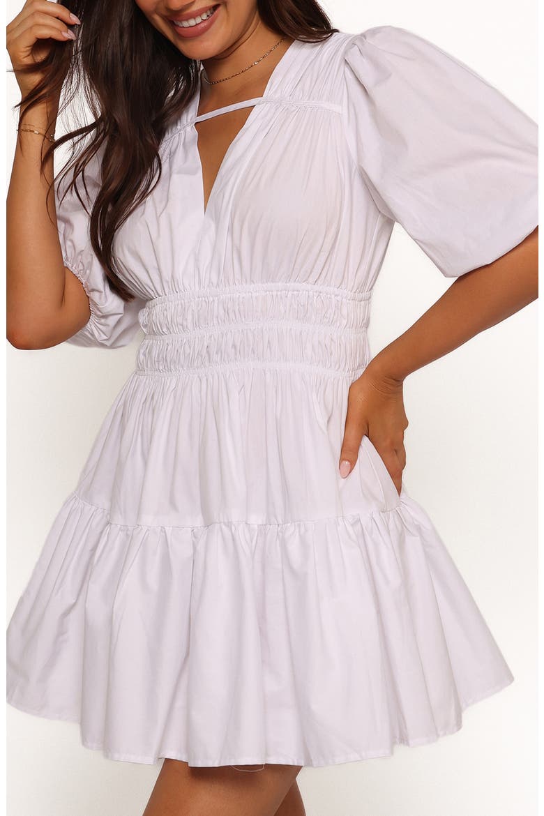 Alessia Smocked Waist Cotton Minidress, Alternate, color, WHITE