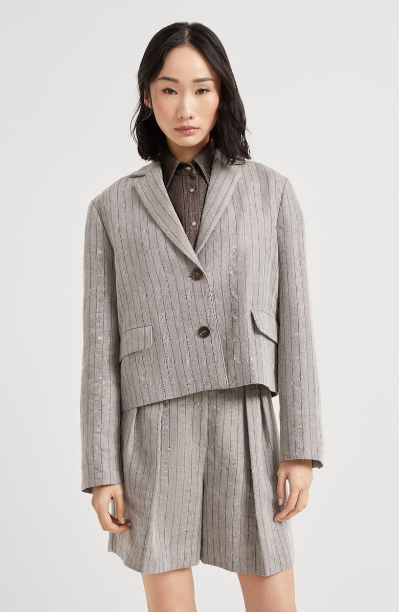 Brunello Cucinelli Cropped blazer with monili, Alternate, color, 