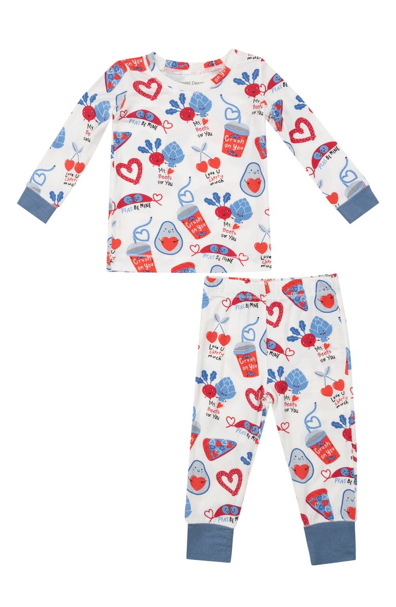 Angel Dear Love You Foodie Print Fitted Two-Piece Pajamas, Main, color, 
