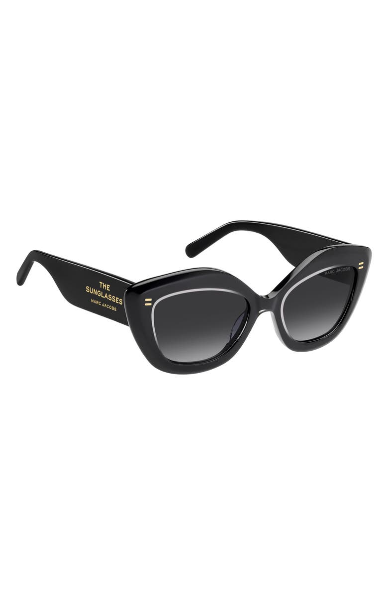 Marc Jacobs 52mm Cat Eye Sunglasses, Alternate, color, Crystal Black/ Dark Grey