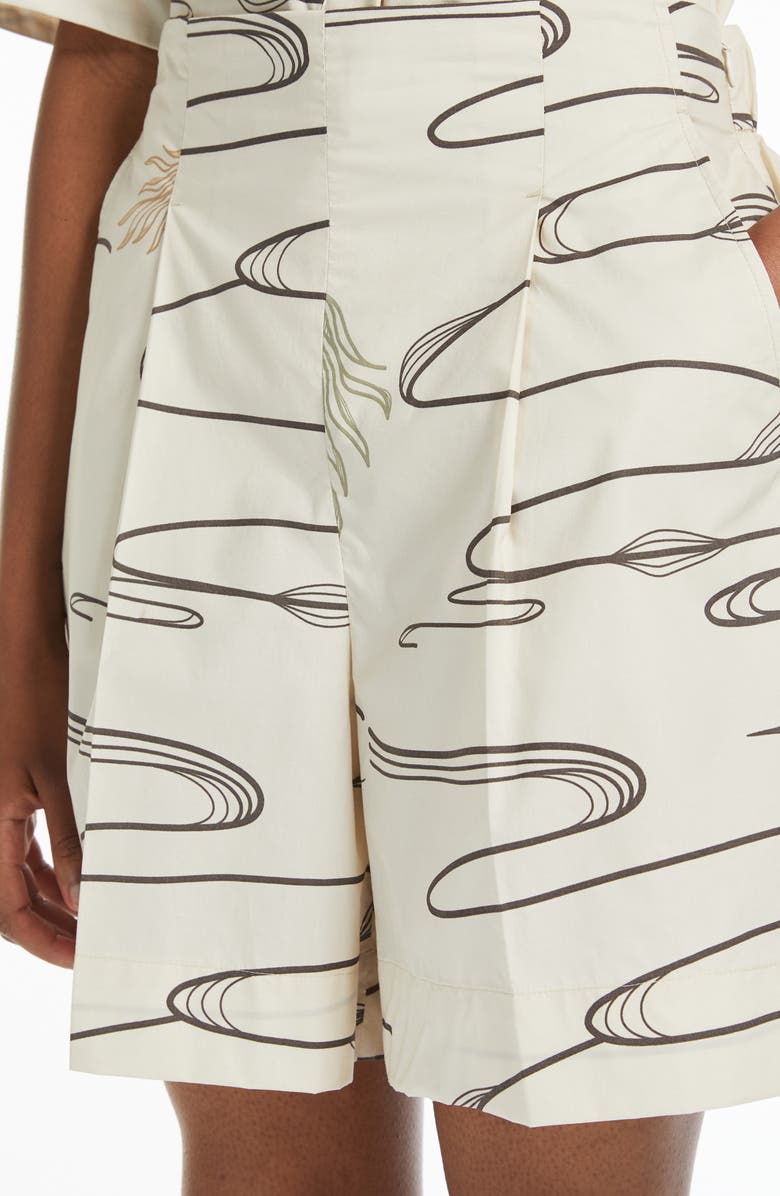 MM by Max Mara Agito Abstract Print Cotton Shorts, Alternate, color, Sand