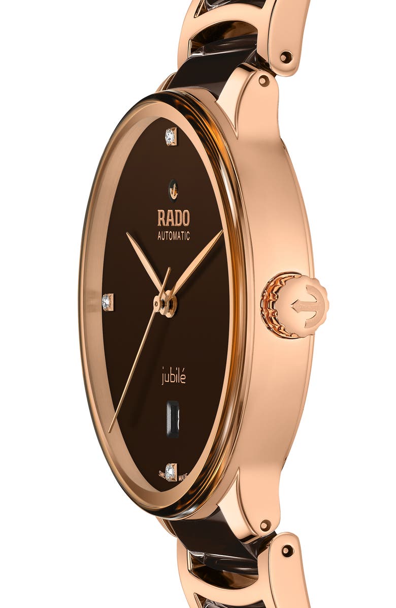 RADO Centrix Diamond Ceramic Bracelet Watch, 30.5m, Alternate, color, Brown