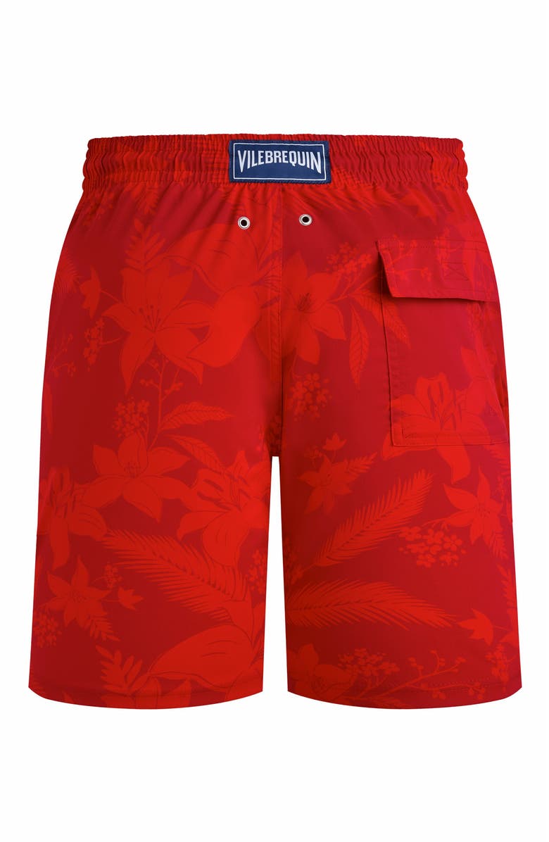 Vilebrequin Men's Flower Power Long Stretch Swim Shorts, Alternate, color, Lipstick
