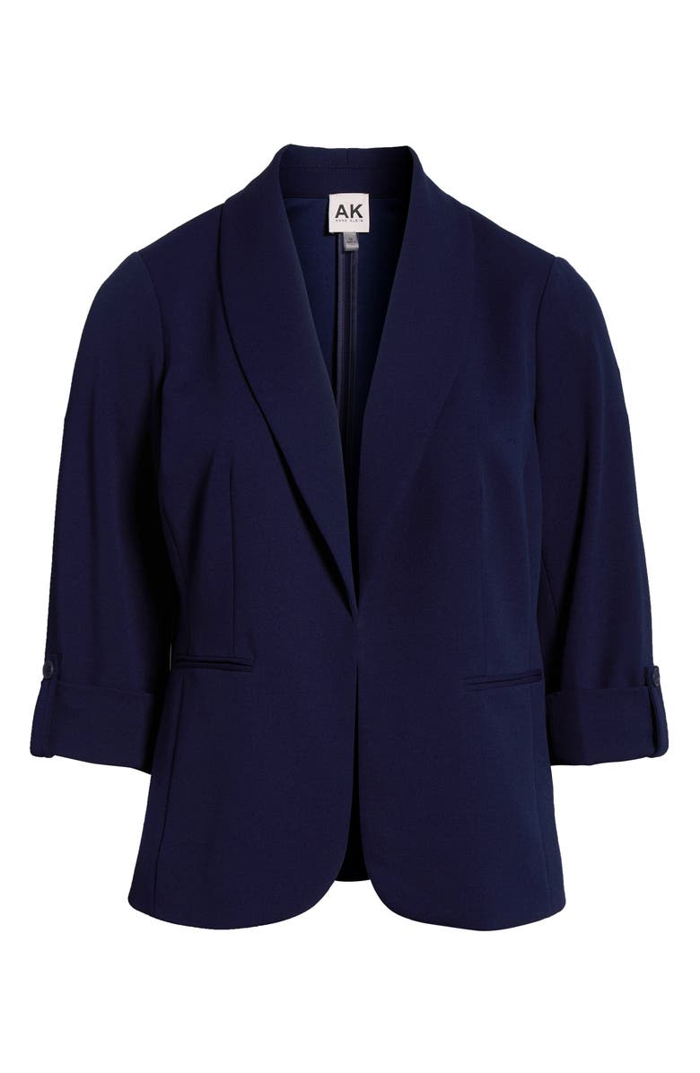 AK ANNE KLEIN Open Front Shawl Collar Jacket, Alternate, color, Distant Mountain