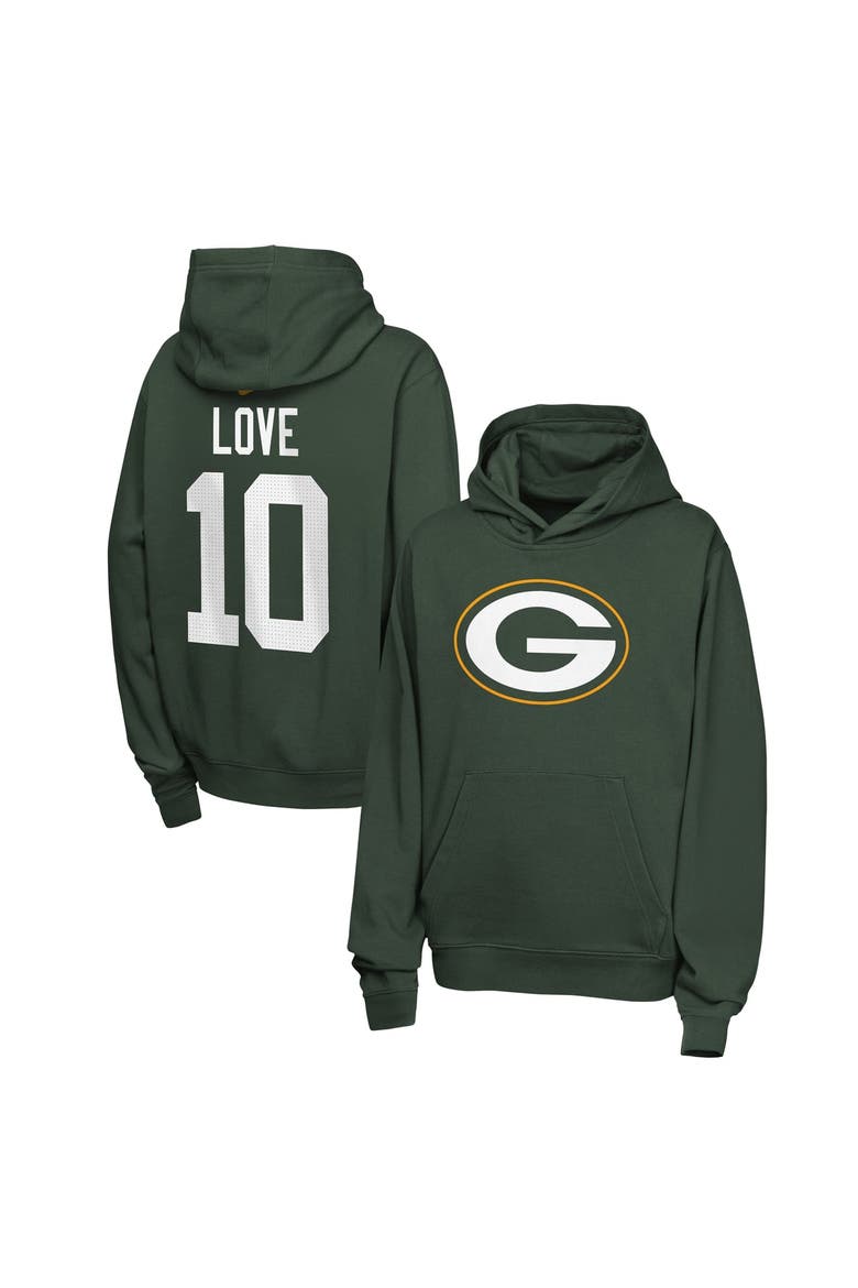 Youth Nike Jordan Love Green Green Bay Packers Name & Number Club Fleece Hoodie, Main, color, Green
