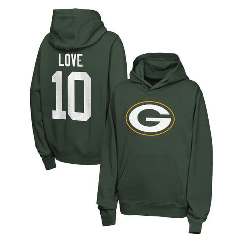 Youth Nike Jordan Love Green Green Bay Packers Name & Number Club Fleece Hoodie