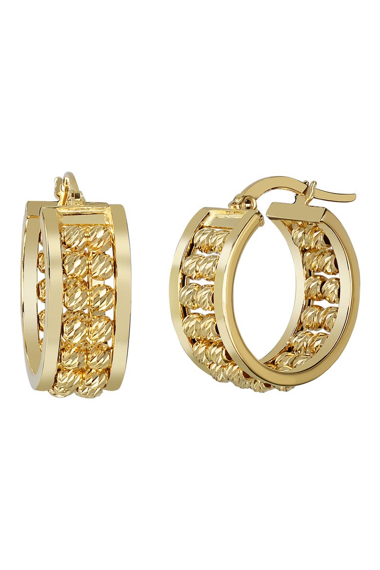 14K Gold Sphere Hoop Earrings, Main, color, 14K YELLOW GOLD