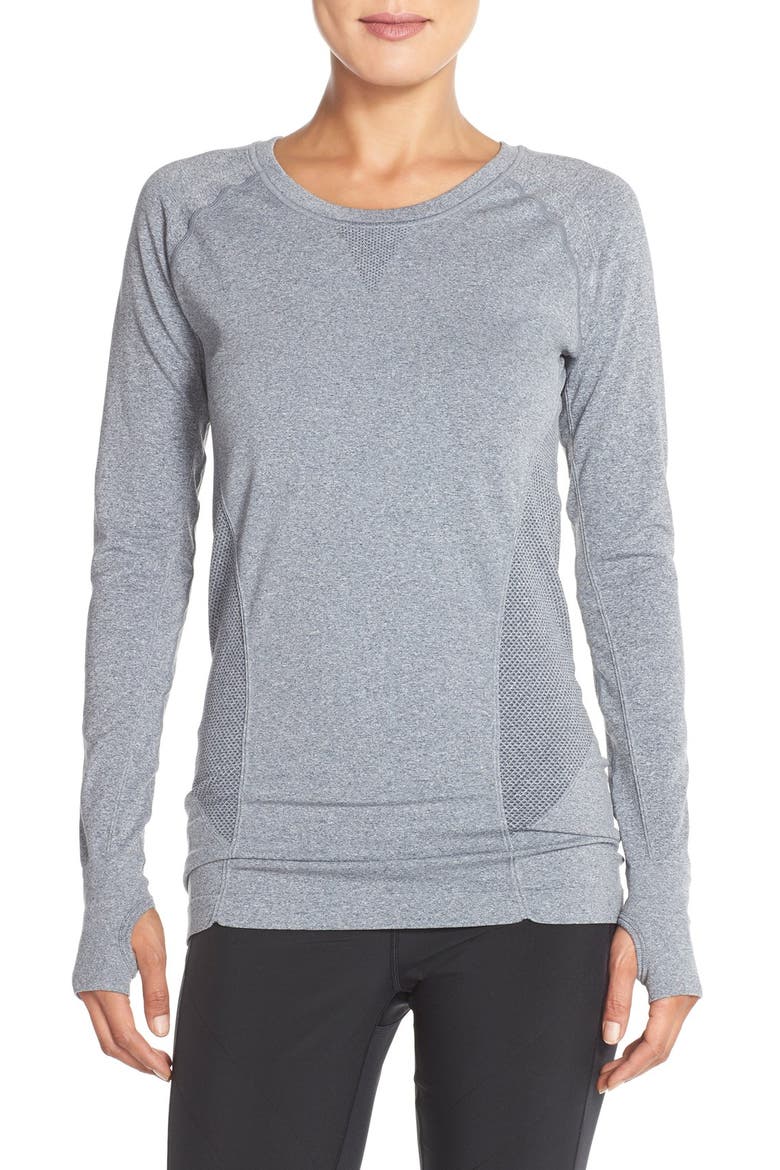 'Defined' Seamless Long Sleeve Tee, Main, color, GREY GRAPHITE HEATHER