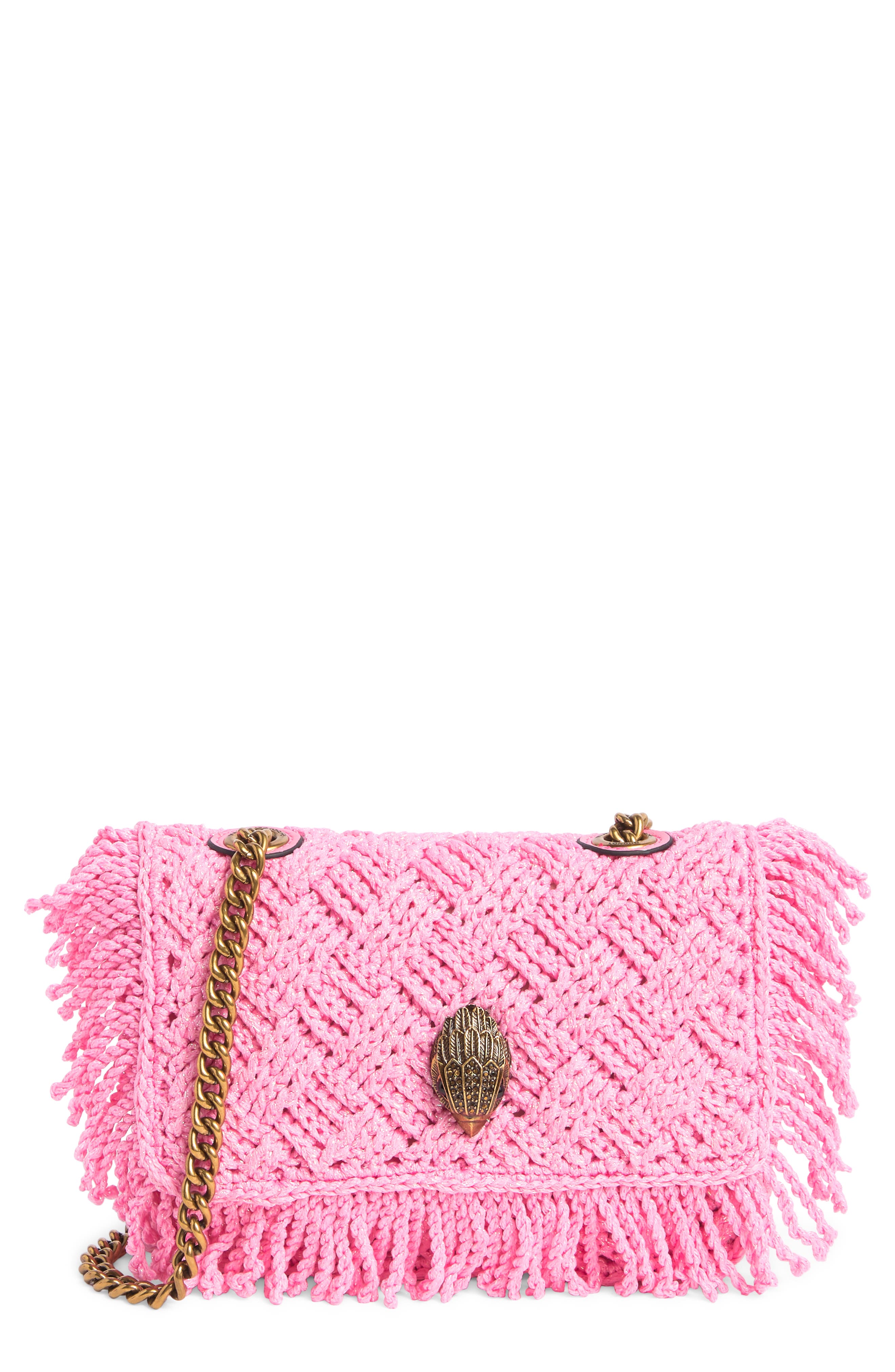Kurt Geiger London Kensington Small Crochet Shoulder Bag, Main, color, Pink