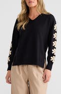 Brave+True Britney Flower Sleeve Sweater