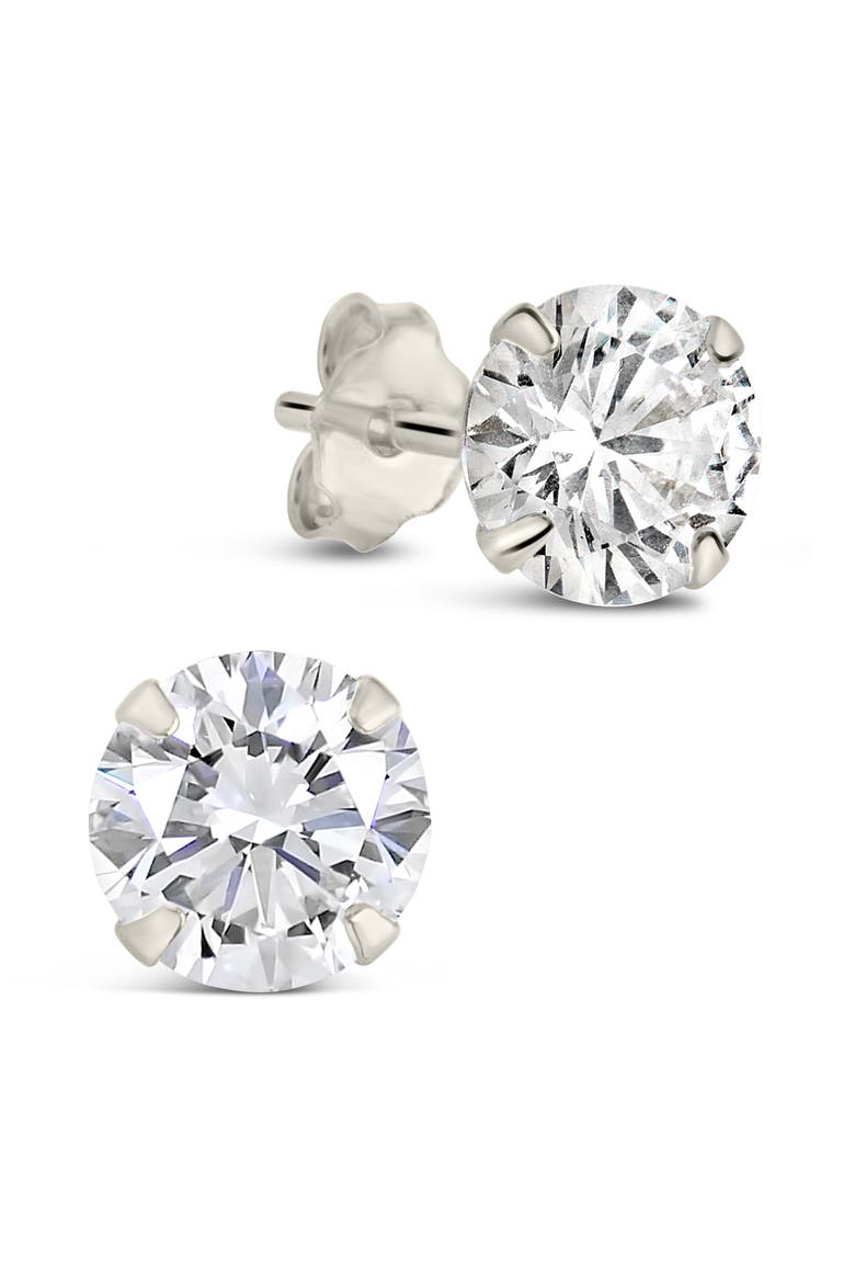 Cubic Zirconia Stud Earrings, Main, color, SILVER