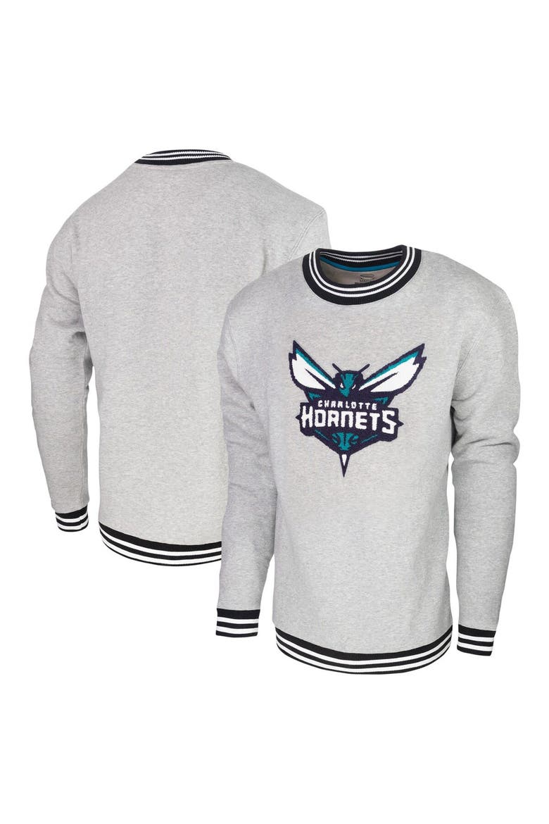 Men's Stadium Essentials Heather Gray Charlotte Hornets Club Level Pullover Sweatshirt, Main, color, Heather Gray