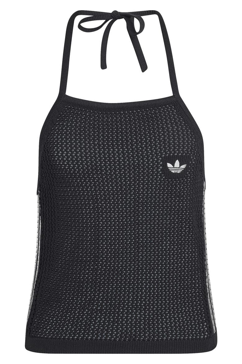 Open Stitch Halter Top, Alternate, color, BLACK