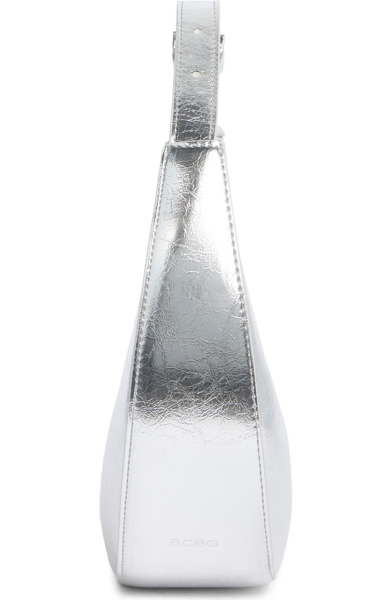 BCBG Skinny Crescent Mini Hobo Bag, Alternate, color, Silver
