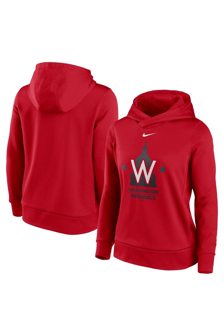 Women's Nike Red Washington Nationals Alternate Logo Performance Pullover Hoodie, Main, color, Red