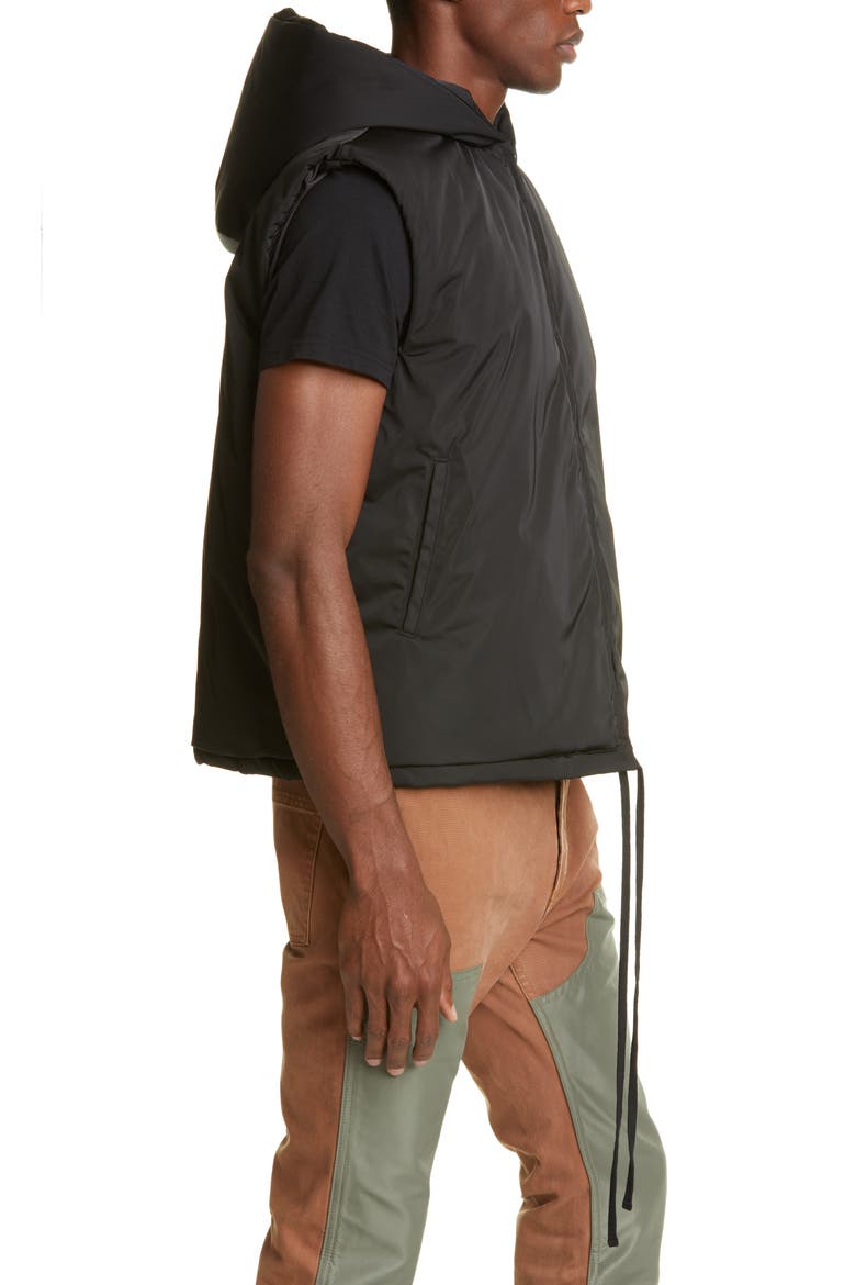 Hooded Nylon Vest, Alternate, color, BLACK
