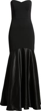 Eliza J Strapless Crepe & Satin Mermaid Gown