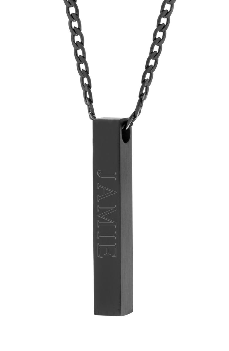 Brook and York Men's Engravable Stainless Steel Necklace, Alternate, color, Black