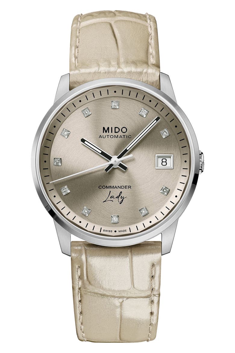 Commander Lady Diamond Automatic Bracelet Watch, 35mm, Main, color, BROWN
