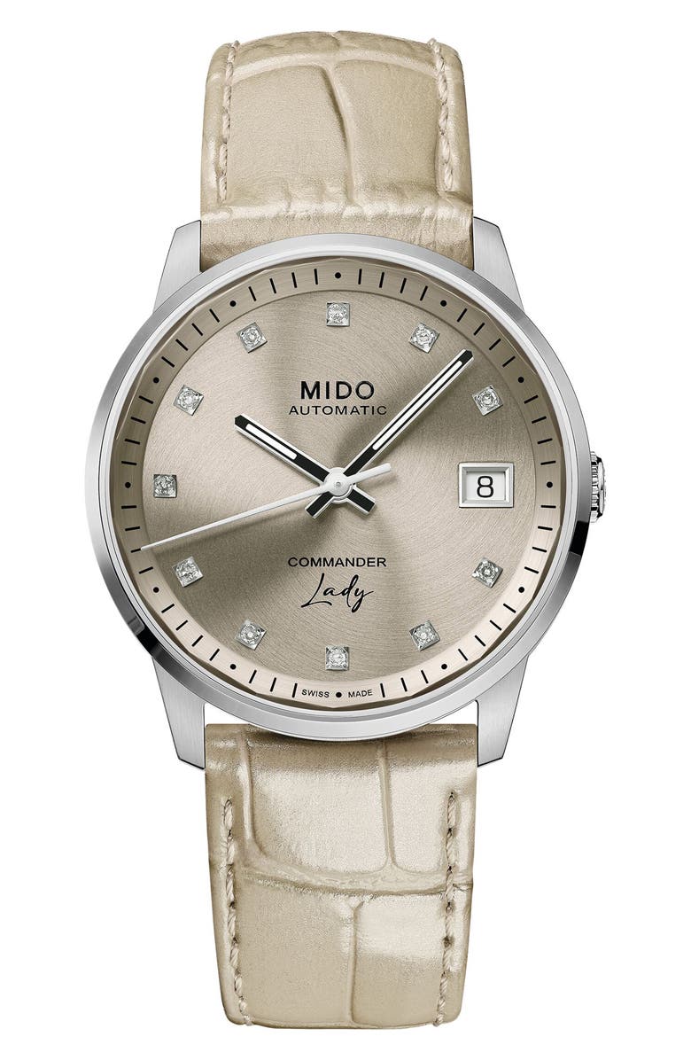 MIDO Commander Lady Diamond Automatic Bracelet Watch, 35mm, Main, color, 