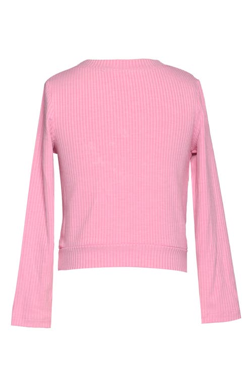 Truly Me Kids' Crystal Heart Rib Top In Pink