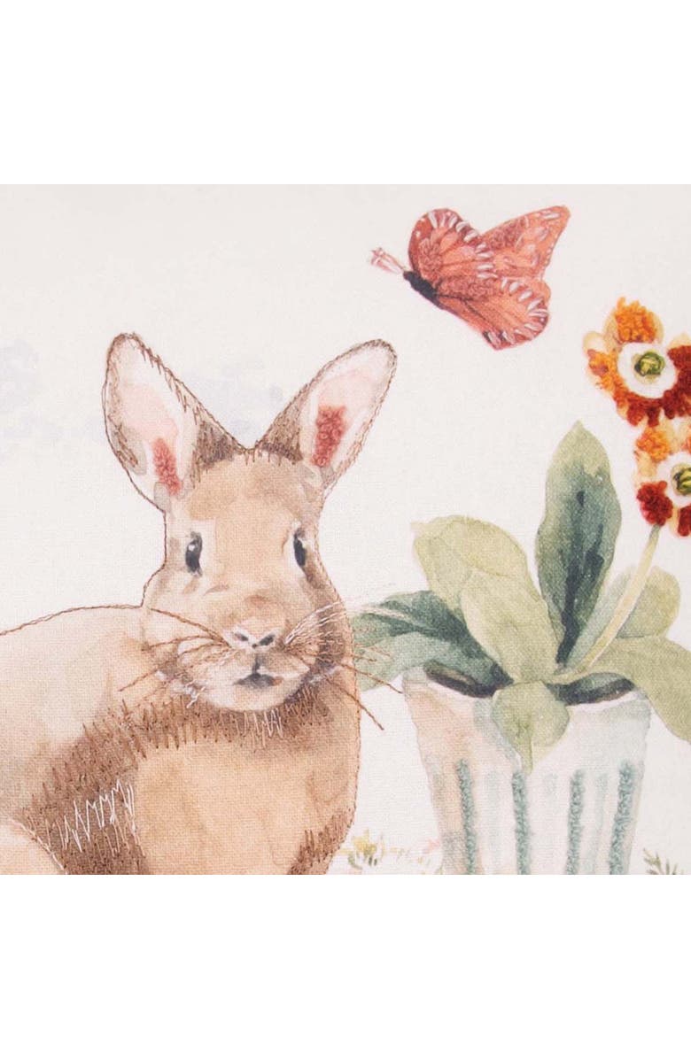 C&F Home Little Garden Rabbit Bunny Fringed Graphic Print Throw Pillow, 18" x 18", Alternate, color, Yellow